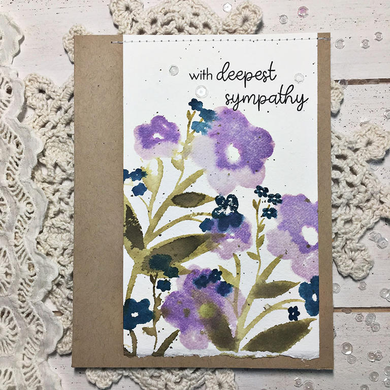 STAMPS: Ways to Say: With Sympathy, Brushed Blooms<br />
<br />
INK: True Black, Lilac Grace,...