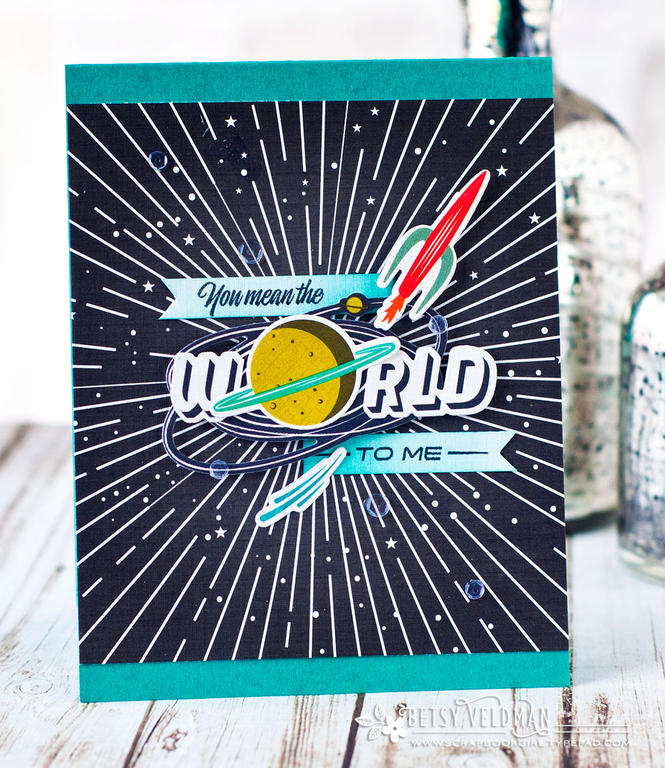 Stamps, papers, dies:  Make It Market Mini Kit:  Out of This World.  Cardstock:  Tropical Teal,...
