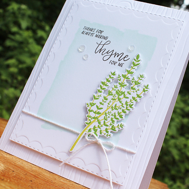 STAMPS: Herb Garden<br />
CARDSTOCK: white<br />
INK: New Leaf, Limeade Ice, Smokey Shadow,...