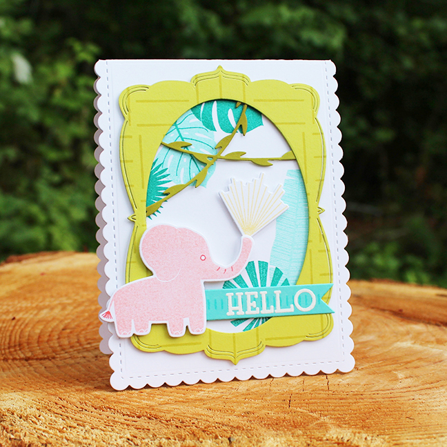 Stamps: Jungle Buddies, Textile Impressions, Palm Prints<br />
Cardstock: Limeade Ice, Hawaiian...