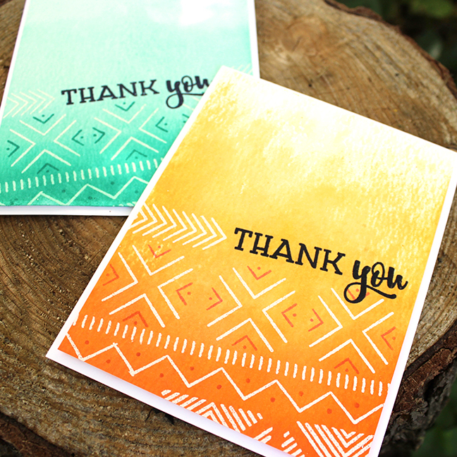 STAMPS: Textile Impressions<br />
CARDSTOCK: Ranger Watercolor Paper, White<br />
INK: Orange...