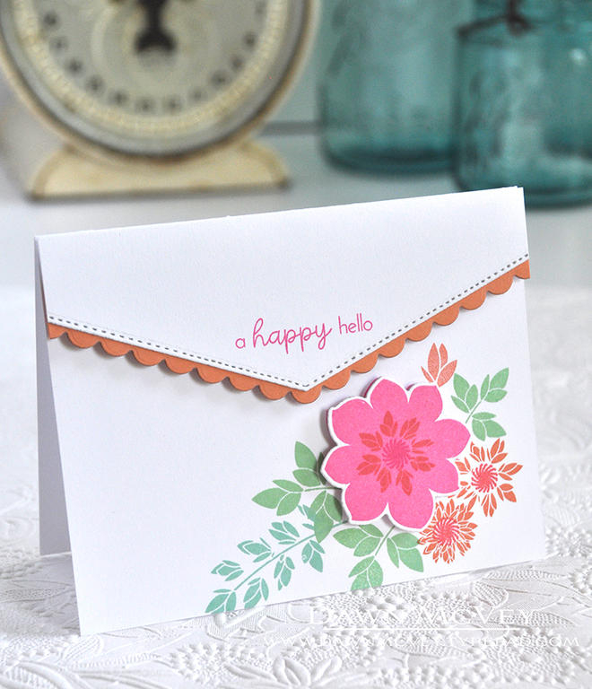 Paper: stamper&#039;s select white, melon berry<br />
Stamps: Garden Party, Ways to Say:...