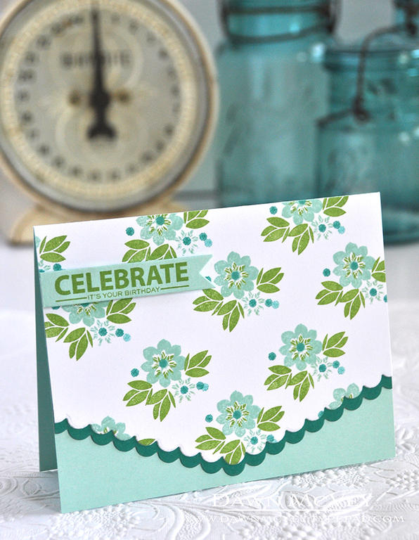 Paper: stamper&#039;s select white, aqua mist, tropical teal<br />
Stamps: Garden Party,...