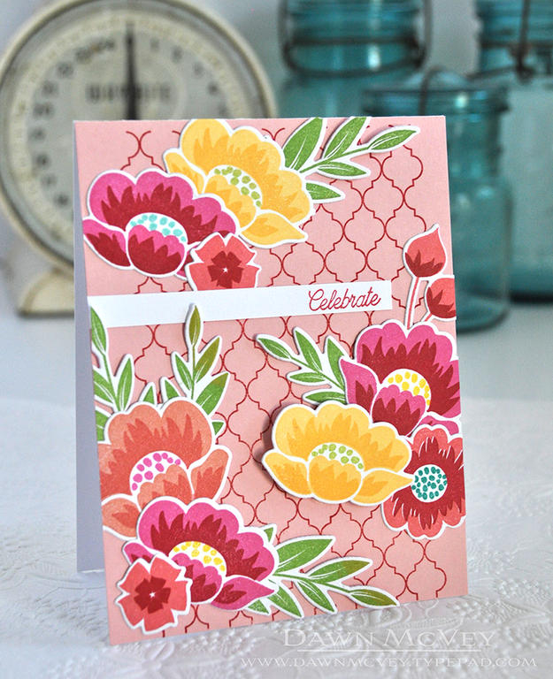 Paper: stamper's select white, pretty peony<br />
Stamps: Cover Up: Quatrefoil,...