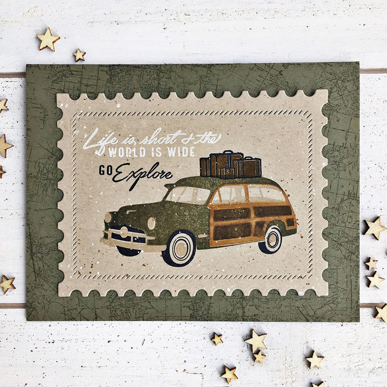 STAMPS: On the Wagon, World Map<br />
<br />
INK: True Black, Fresh Snow, Classic Kraft, Olive...