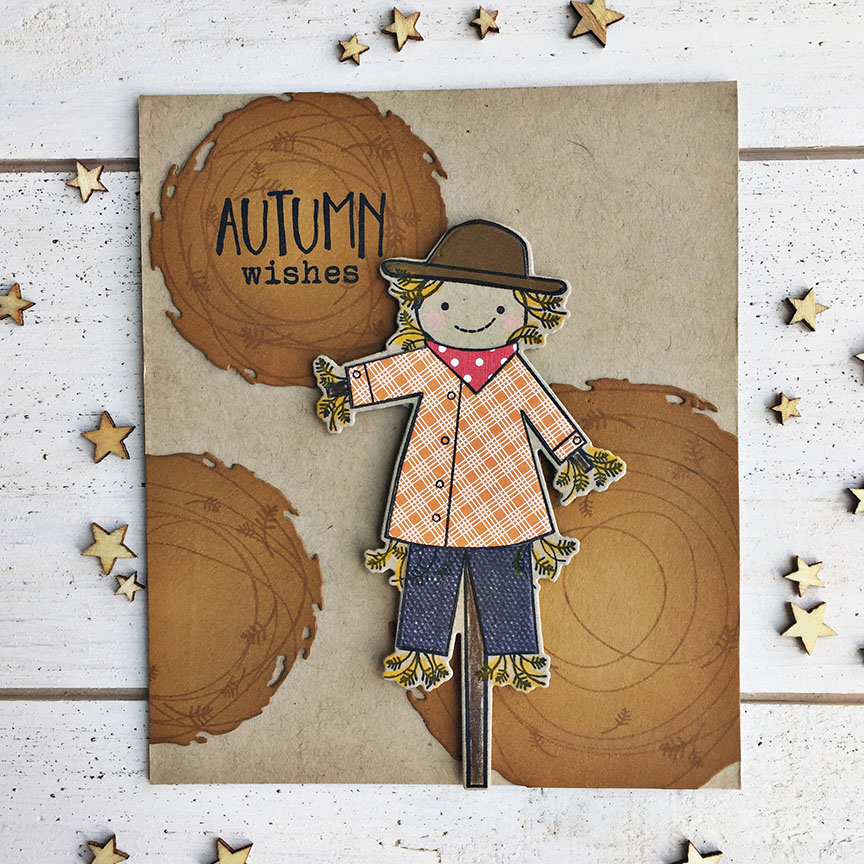STAMPS: Autumn Scarecrow, Circle Scribbles<br />
<br />
INK: True Black, Honey Nut<br />
<br />...