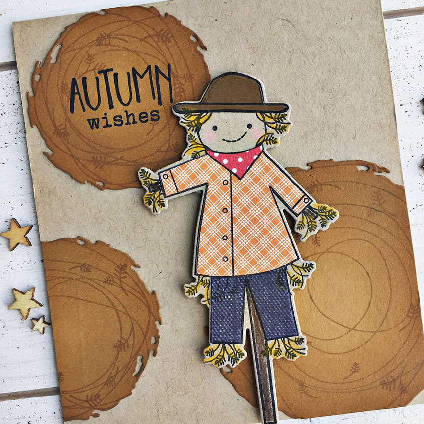 STAMPS: Autumn Scarecrow, Circle Scribbles<br />
<br />
INK: True Black, Honey Nut<br />
<br />...
