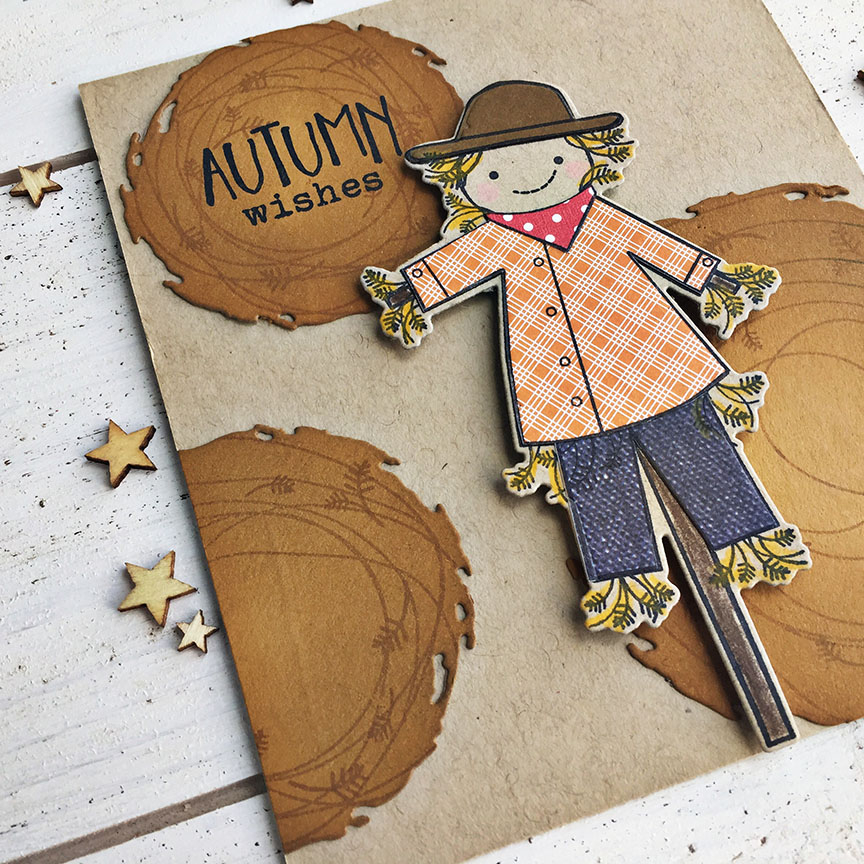 STAMPS: Autumn Scarecrow, Circle Scribbles<br />
<br />
INK: True Black, Honey Nut<br />
<br />...