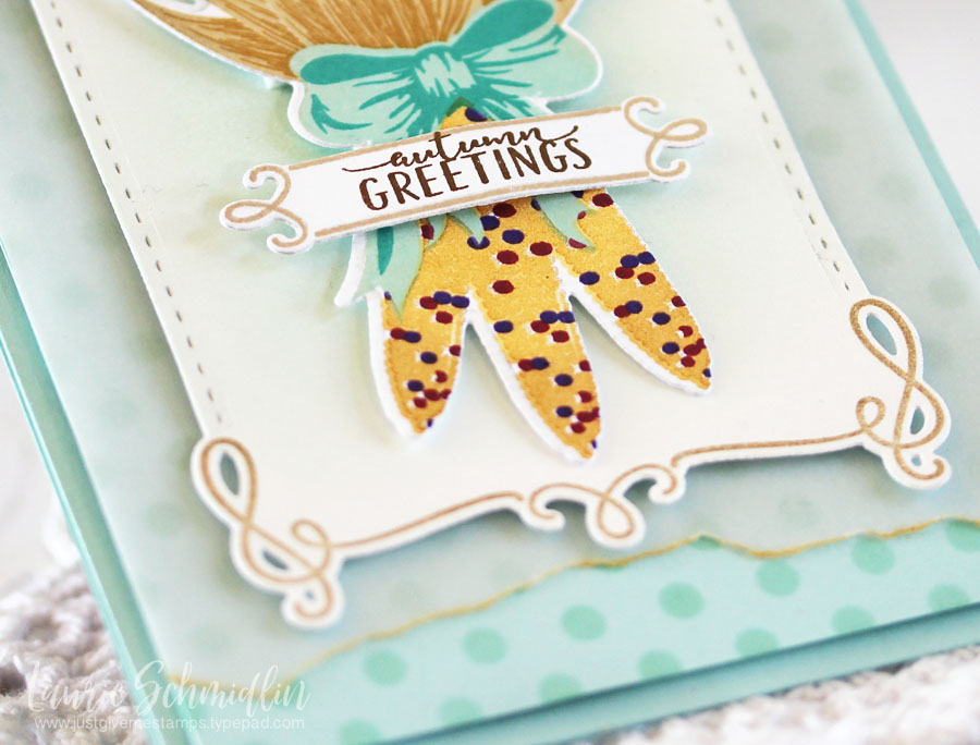 STAMPS:  Kind Of Corny<br />
INK:  Aqua Mist, Tropical Teal, Harvest Gold, Honey Nut, Kraft,...