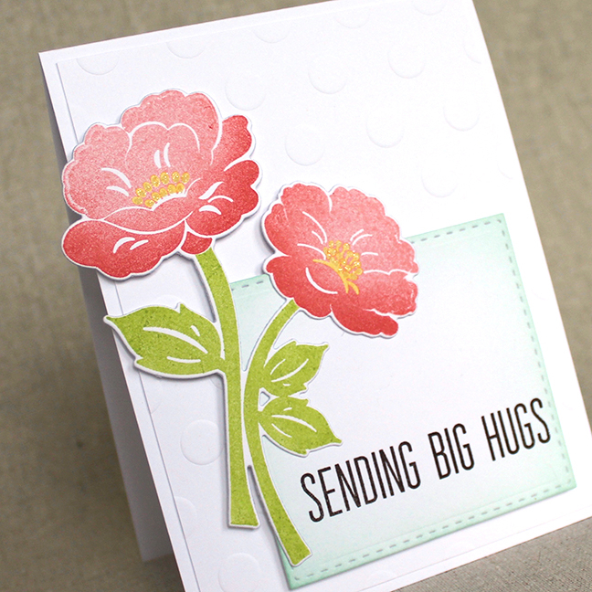 STAMPS: Hey Stacks, Vintage Linens<br />
CARDSTOCK: White<br />
INK: Pale Peony, Berry Sorbet,...