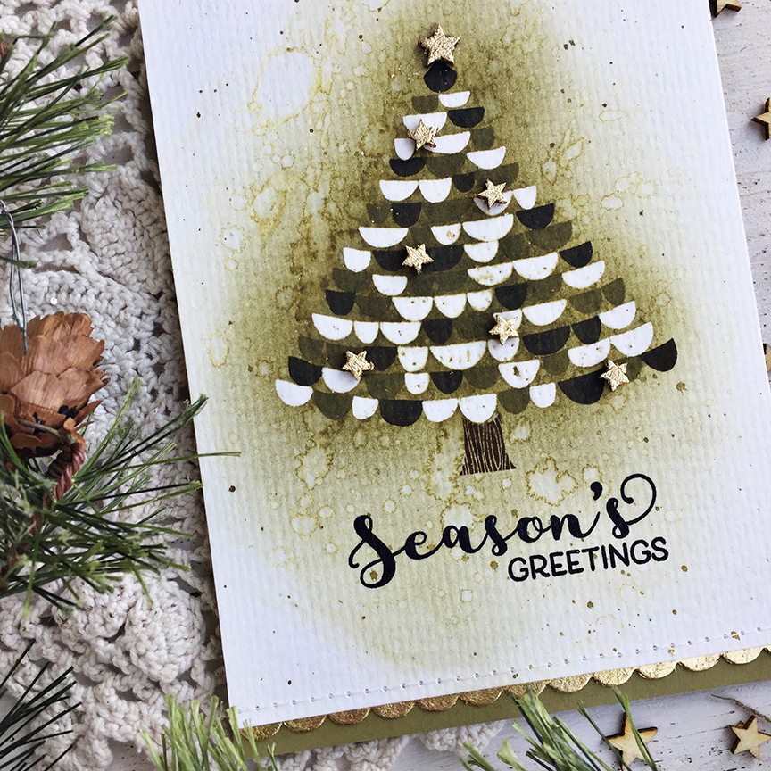 STAMPS: Very Merry<br />
INK: True Black, Prairie Grass, Olive Twist, Cocoa Bean, Versamark<br...