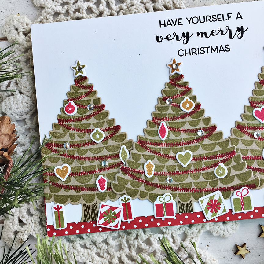 STAMPS: Very Merry<br />
INK: True Black, Prairie Grass, Pure Poppy, Honey Nut, Cocoa Bean<br />...