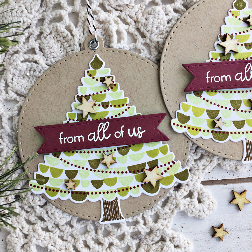 STAMPS: Very Merry, Ways to Say: Just For You<br />
INK: Cocoa Bean, Spring Moss, Simply...