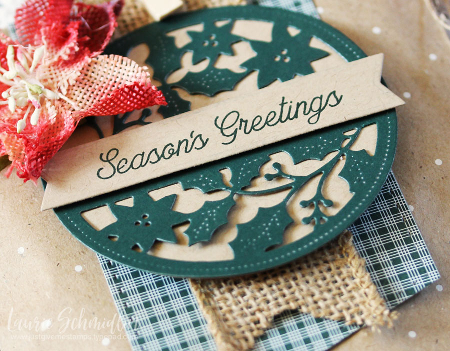 STAMPS: Cutaway Tags: Winter<br />
INK: Kraft, Pinefeather, Bitty Big: Pinefeather<br />
PAPER:...