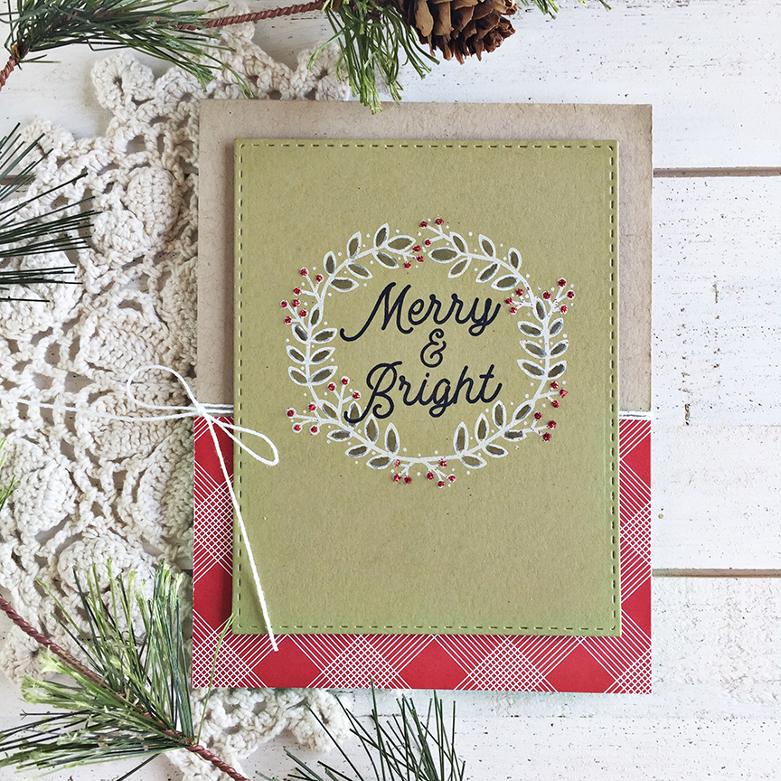 STAMPS: Berry Wreath<br />
<br />
INK: True Black, Fresh Snow, Olive Twist<br />
<br />
PAPER:...