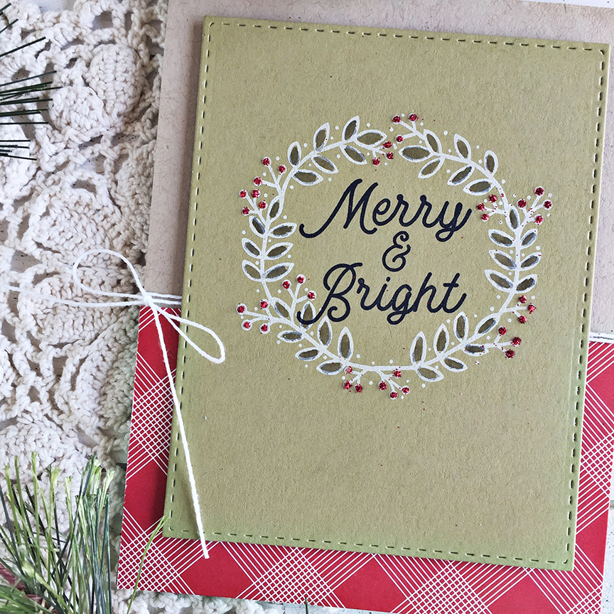 STAMPS: Berry Wreath<br />
<br />
INK: True Black, Fresh Snow, Olive Twist<br />
<br />
PAPER:...