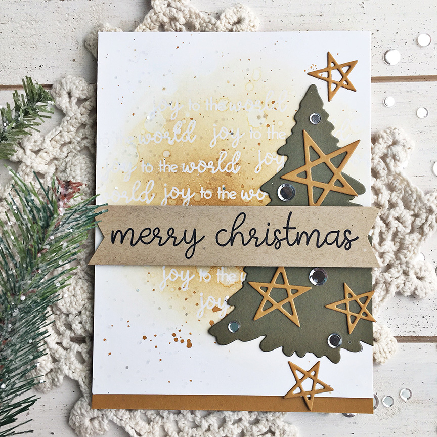 STAMPS: Ways to Say: Merry Christmas<br />
<br />
INK: True Black, Honey Nut, Versamark<br />...