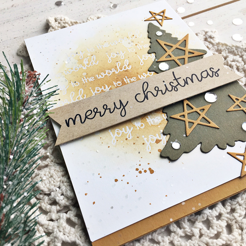 STAMPS: Ways to Say: Merry Christmas<br />
<br />
INK: True Black, Honey Nut, Versamark<br />...