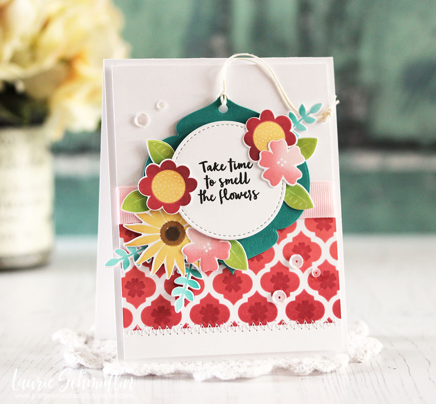 STAMPS: Flower Power<br />
PAPER: Stamper&#039;s Select White, Tropical Teal<br />
INK: Sweet...