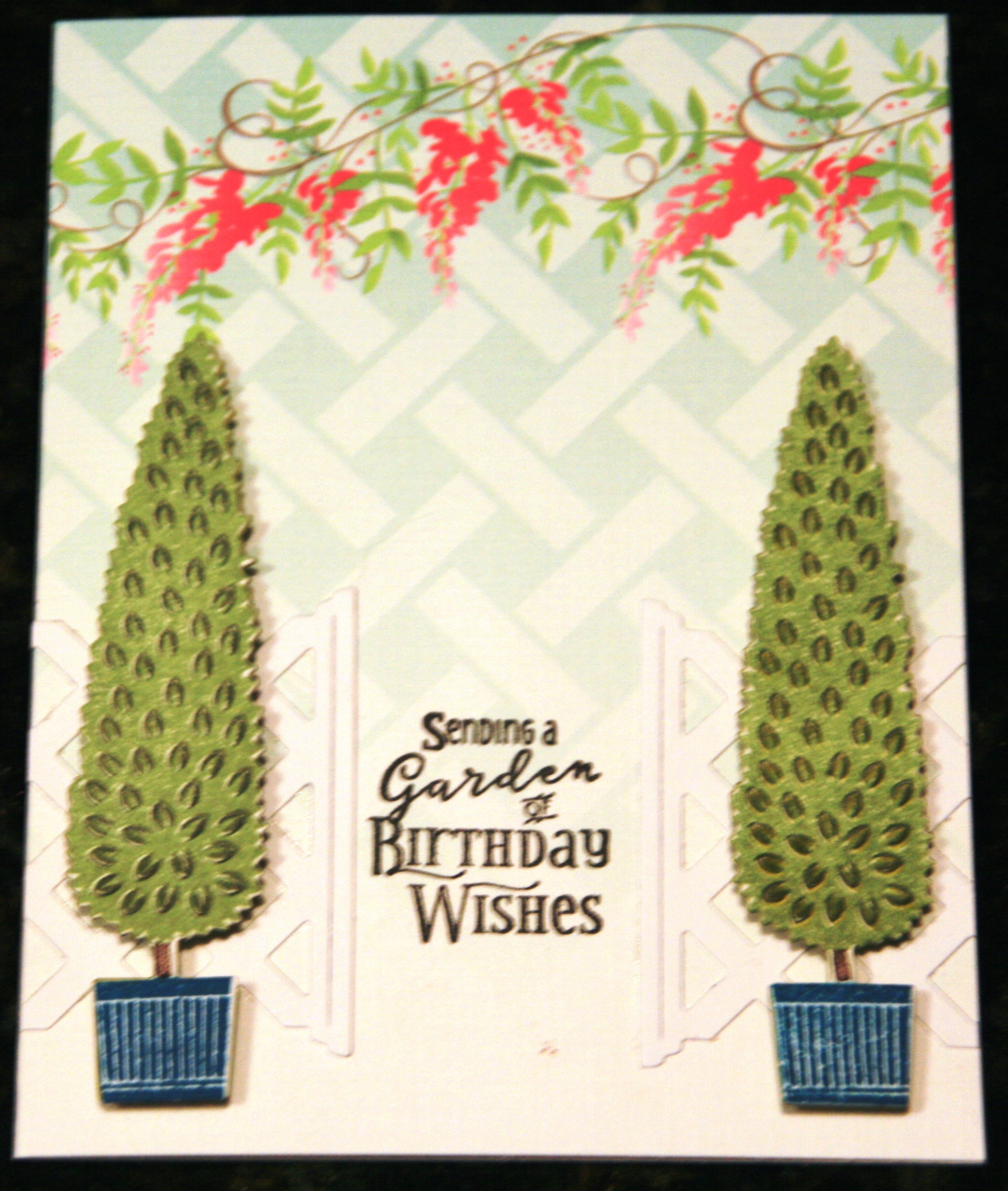This card was created using two sets:  Topiary Trio and Make It Market Garden Gate.  They...
