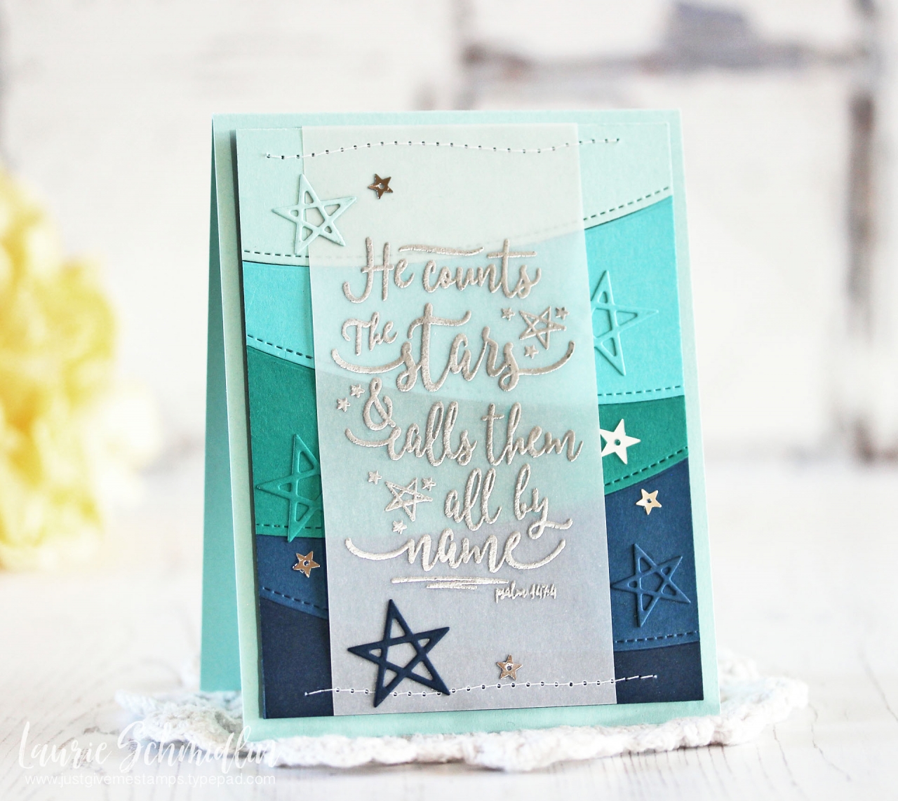 Stamps:  Year of Psalms: December<br />
<br />
Paper:  Aqua Mist, Hawaiian Shores, Tropical...