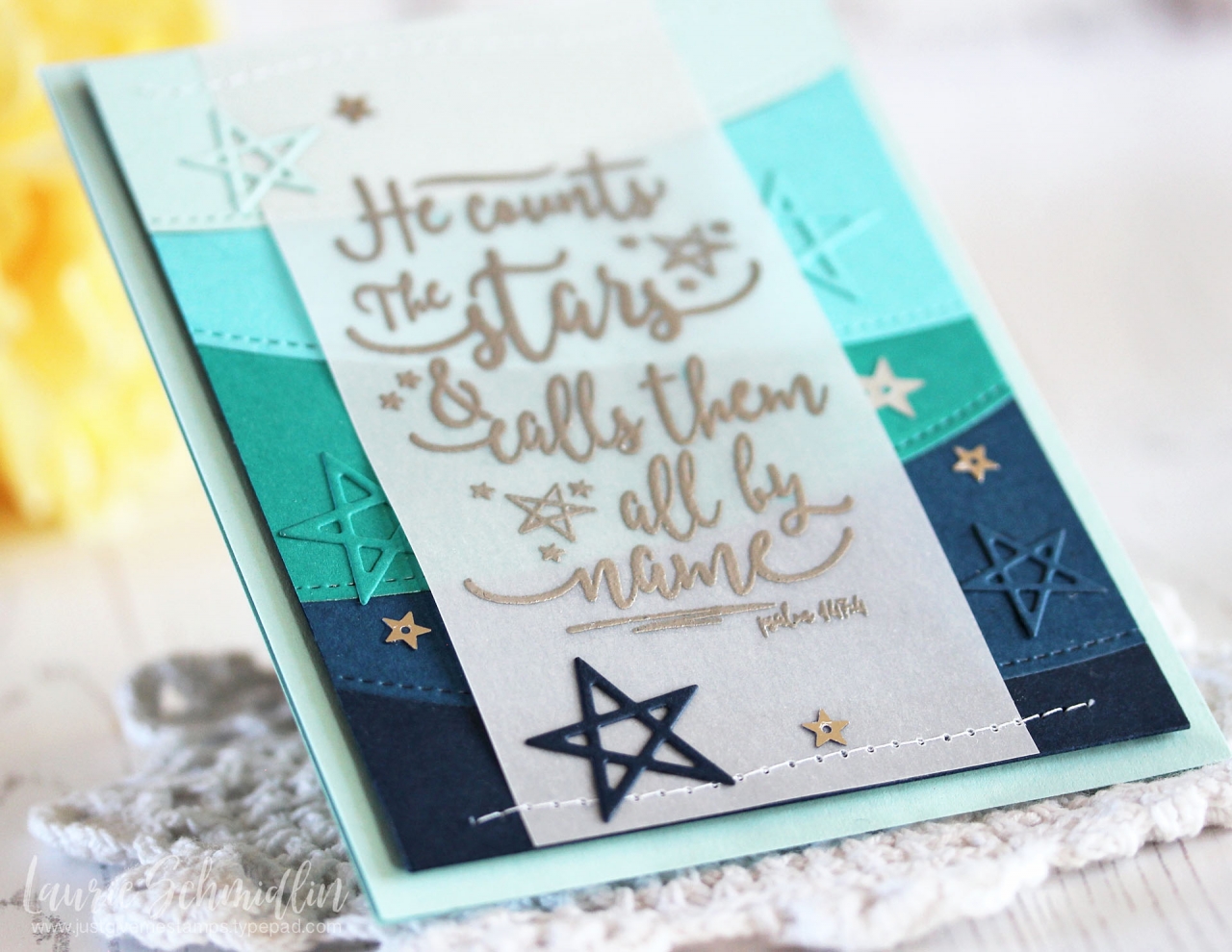 Stamps:  Year of Psalms: December<br />
<br />
Paper:  Aqua Mist, Hawaiian Shores, Tropical...