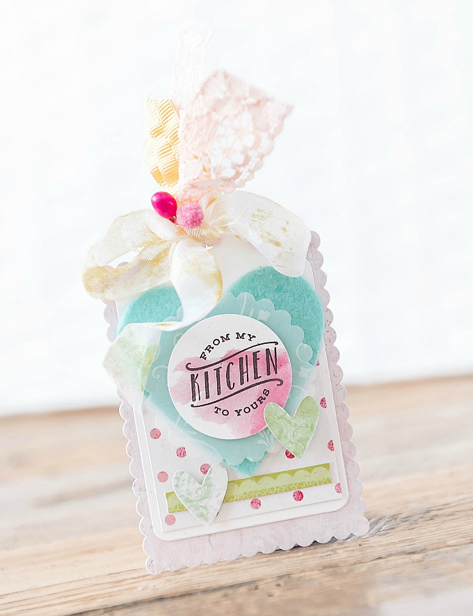 Featuring Journal Card 2 die, Heart Prints die, and Aqua Mist felt.