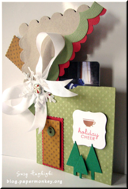 Holiday House Gift Card Holder (Opened) made with PTI&#039;s Holiday Treats set. For a tutorial...