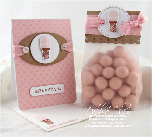 I Melt Treat Ensemble<br />
<br />
Stamps: lOvE Songs, Polka Dot Basics, Borders and Corners...