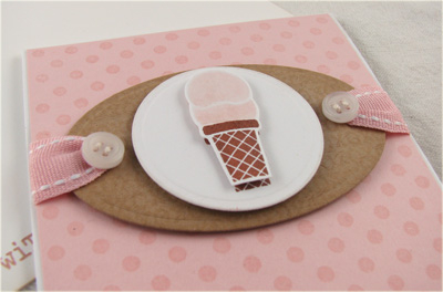 I Melt card detail<br />
<br />
Stamps: lOvE Songs, Polka Dot Basics, Borders and Corners...