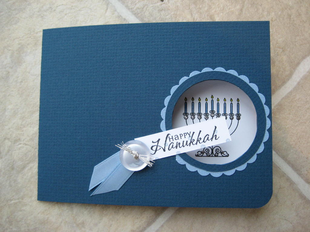 A Hanukkah variation of Geny Cassady's rustic branches example, using mazel tov stamps (and...
