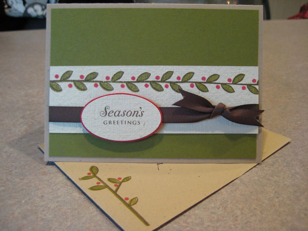 Masculine rustic branches and holiday wishes with matching envelope.  (old oval fiskars squeeze...