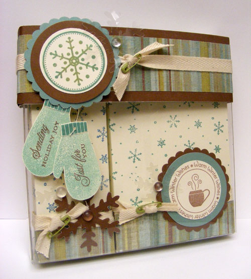 The first gift box I made for the candy cane and hot cocoa set.