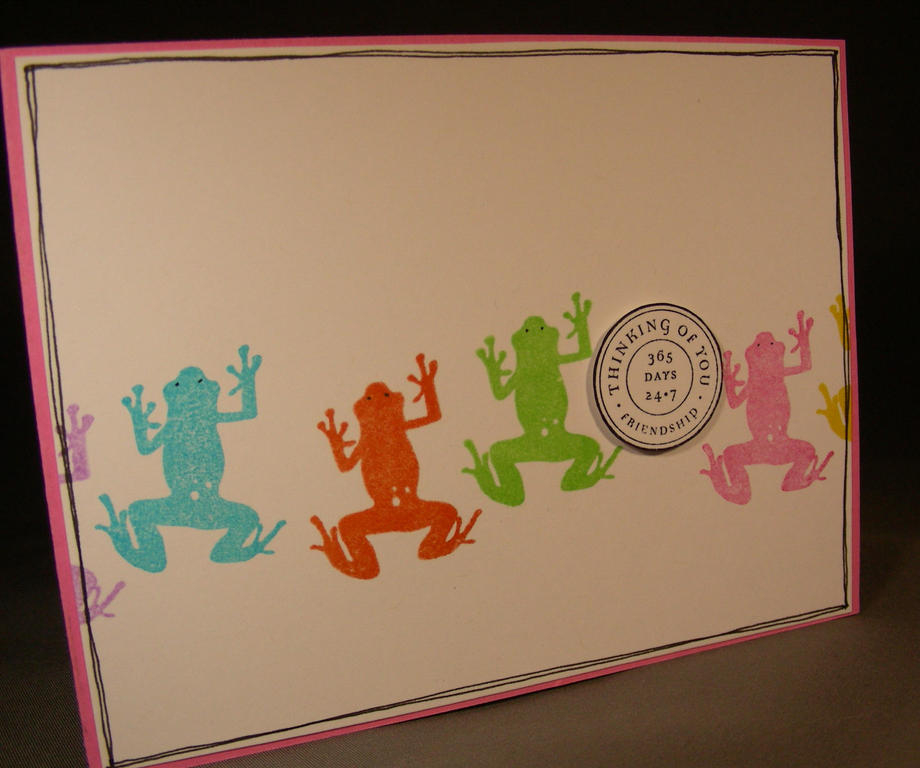 I made this fun card for a friend who really likes this frog stamp!!  I rarely used the frog...