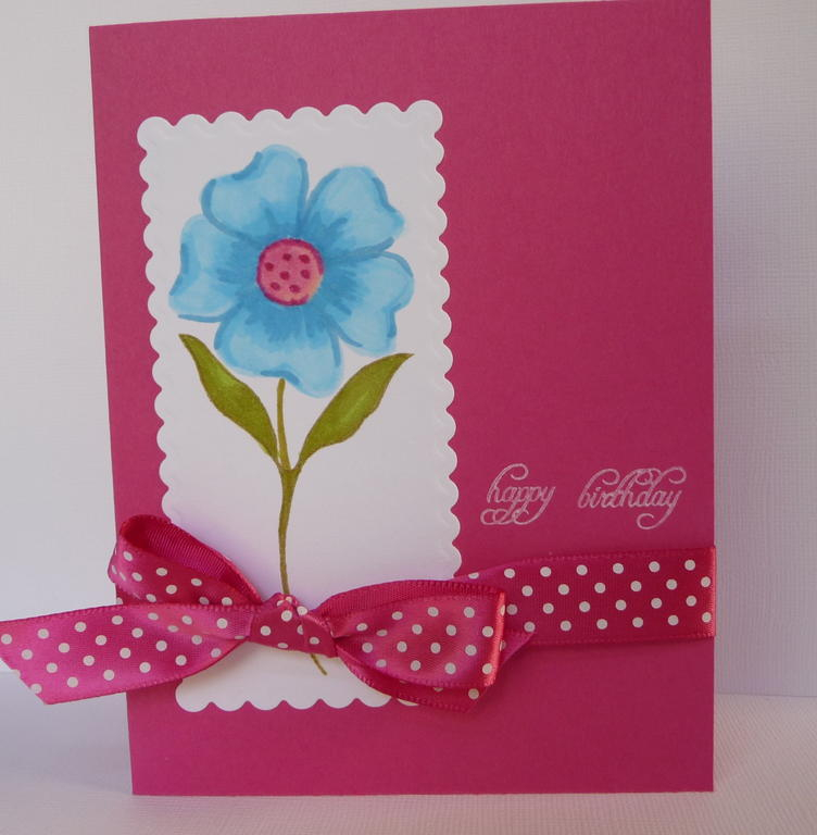Notecard from notecard box.  Flower Garden, raspberry fizz