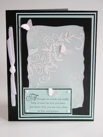 Stamps: With Sympathy<br />
Paper: True Black, Aqua Mist, Papertrey Vellum<br />
Ink:...