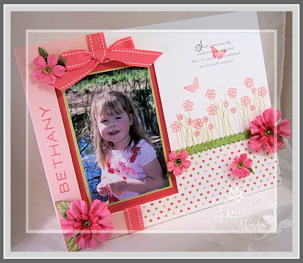 I made this frame for a friend who lost her daughter Bethany. Her mother has sent me this photo...