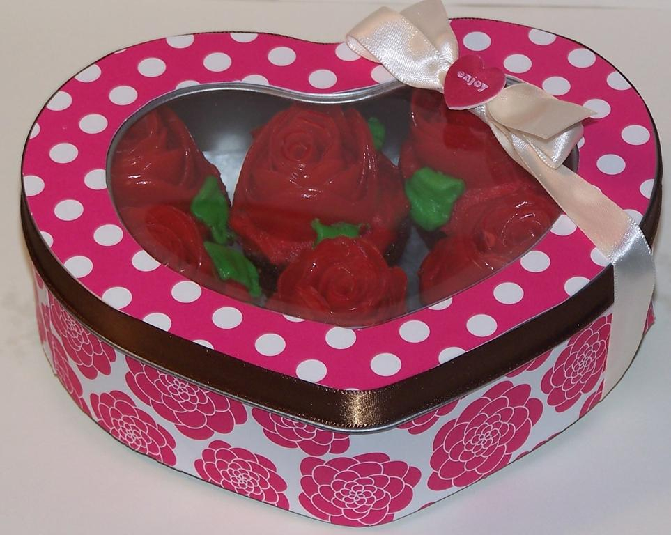 I covered a large heart tin with 2 different patterns of Raspberry Fizz Mix Paper and Dark...