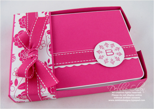 Monogrammed Raspberry Stationery Set