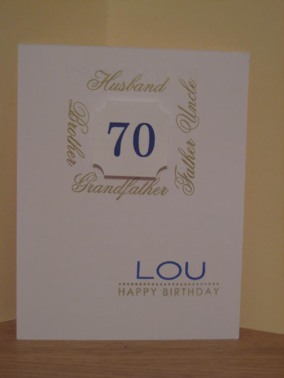 70th Birthday Invite<br />
Made 48 of these in one night! Created the word frame on a single...