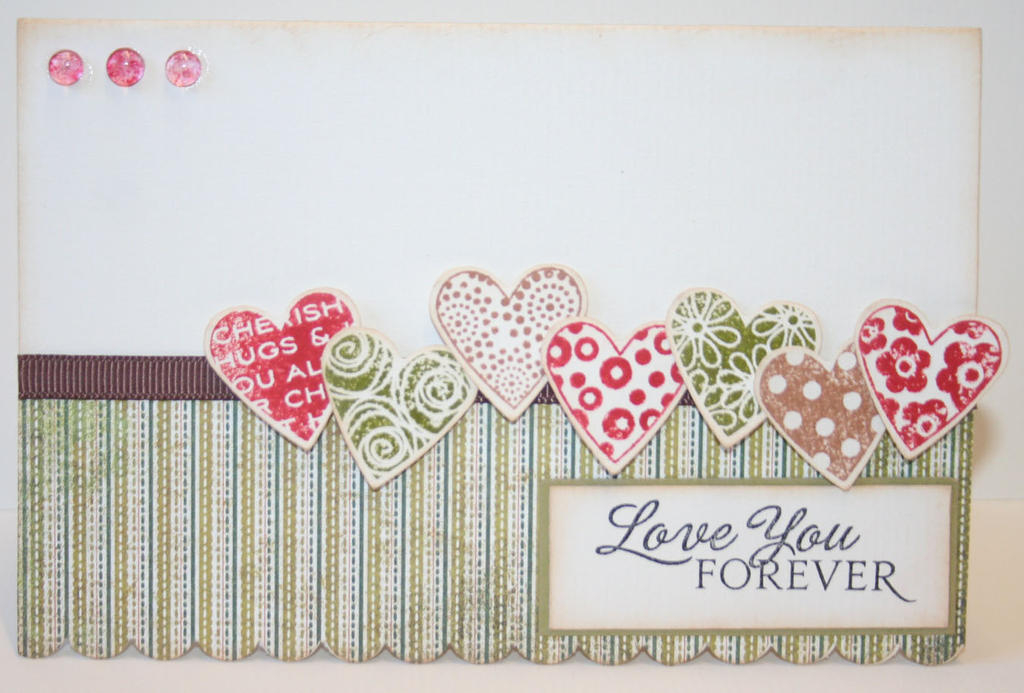 Valentine<br />
<br />
Heart Print Stamps<br />
Chalk and stazon ink<br />
My Minds Eye...