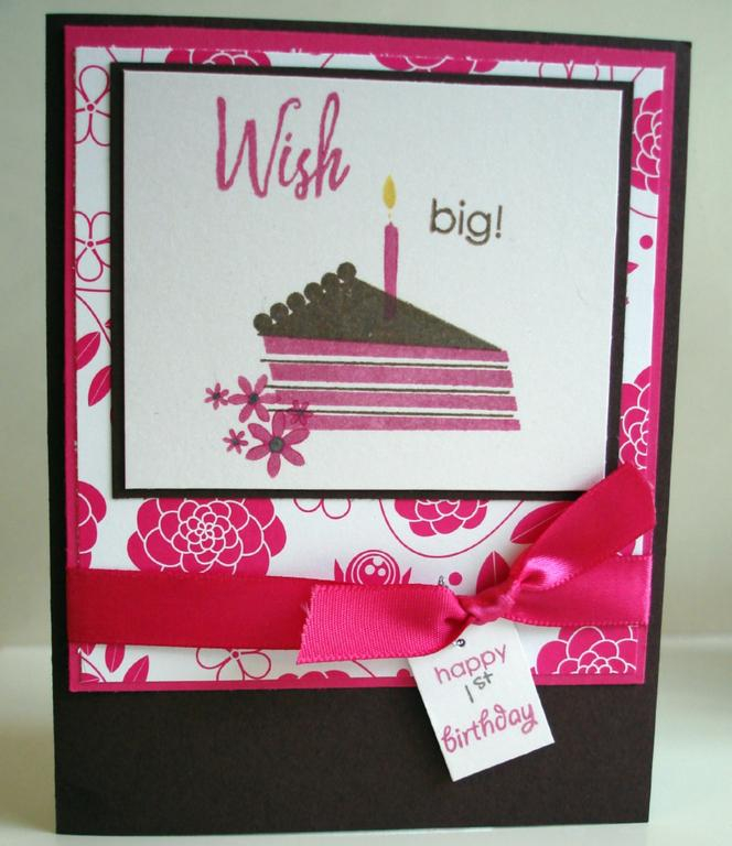 Raspberry Fizz 1st b-day<br />
Stamps sets: Piece of cake, Birthday basics