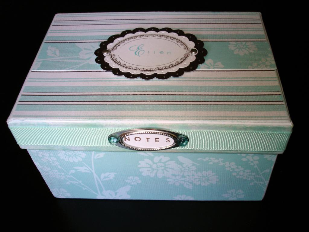 Top of altered egg box for card set - blue