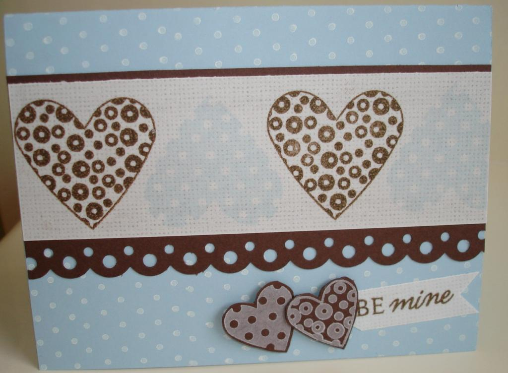 Blue/brown hearts on linen vellum