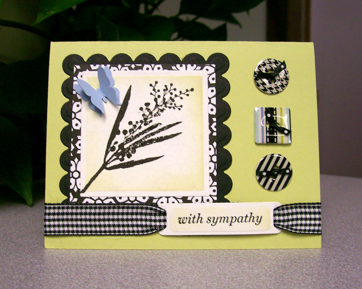 Colors used:  Spring Moss, Spring Rain, True Black<br />
Stamps used:  Simple Little Things...