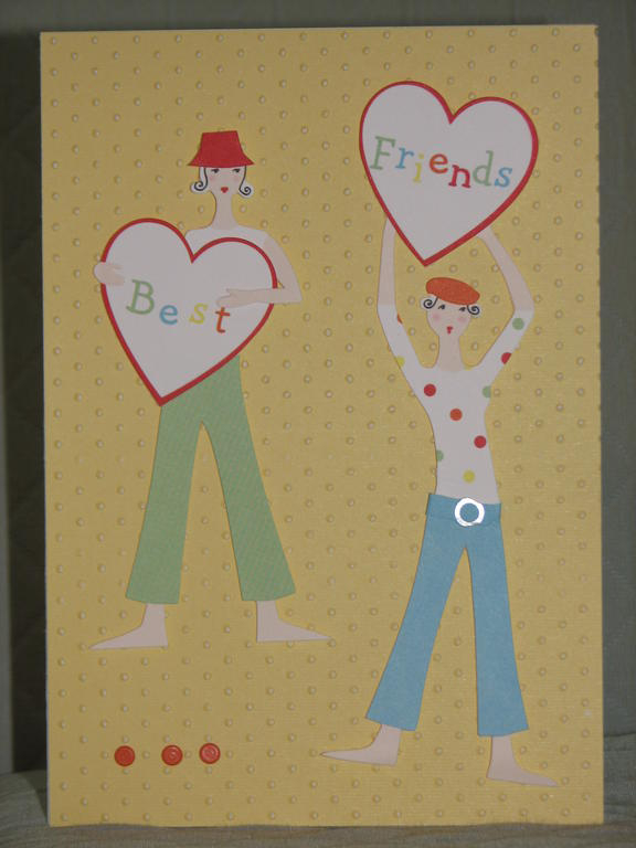Best Friends, I used swiss dots embossing from cuttlebug and brads and an image from my supplies