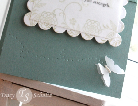 Close-up of the paper pierced detail. A little trail for the butterfly to flutter along. The...