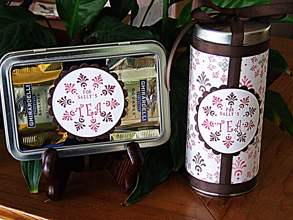 Used Simply Stationery to create the patterned paper covering the Tea tin.  All supplies pti...
