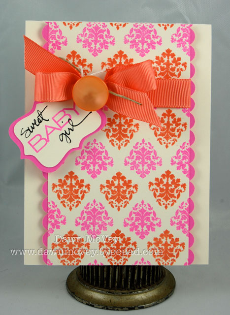 Paper: vintage cream, SU! pixie pink<br />
Stamps: Damask Designs, Fresh Alphabet<br />
Ink:...