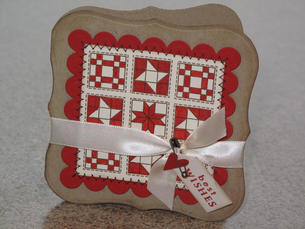 I made a set of cards using Quilters Sampler for my Aunt who opened a quilt shop.  It is in a...